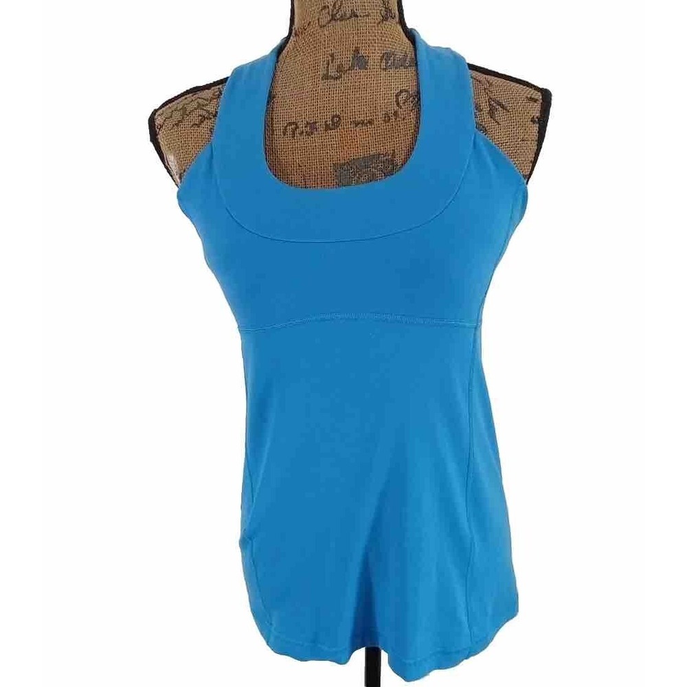 Lululemon Align Tank Top Waist-Length Racerback BLUE Mesh YOGA Athleisure